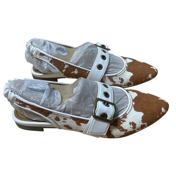 Vionic Elana Slingback Flat Casual Shoe Brown Cowprint Women's Sz 5M New In Box - Picture 2 of 8